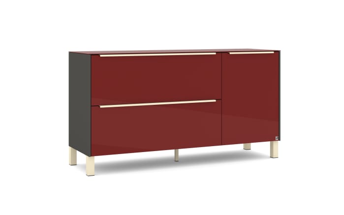 Lowboard Reno, bordeauxrot/Edelstahl-Nachbildung-03