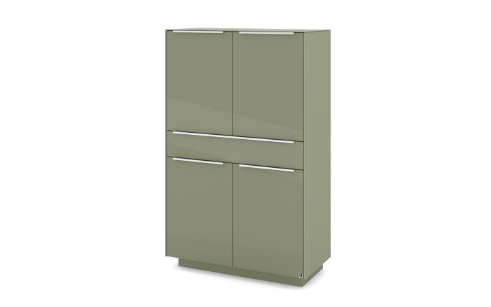 Highboard Reno, olivgrün/Edelstahl-Nachbildung-01