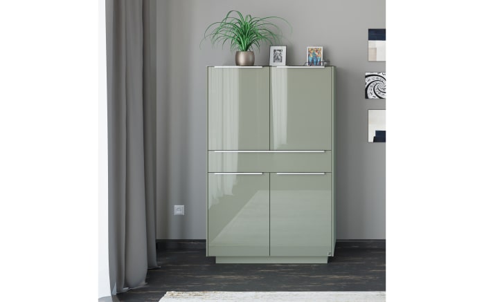 Highboard Reno, olivgrün/Edelstahl-Nachbildung-10