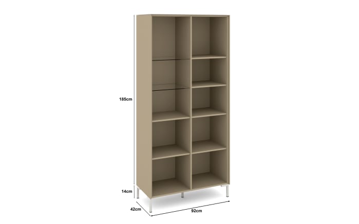 Vitrinenschrank Reno, taupe/Edelstahl-Nachbildung-04