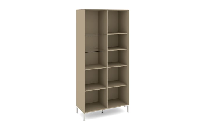 Vitrinenschrank Reno, taupe/Edelstahl-Nachbildung-05