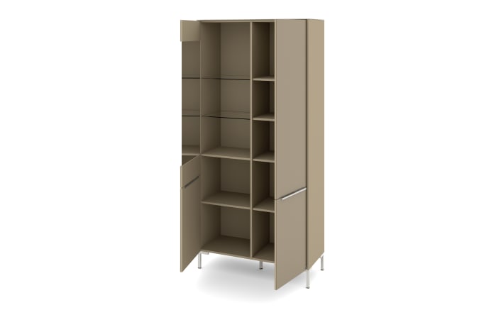 Vitrinenschrank Reno, taupe/Edelstahl-Nachbildung-08