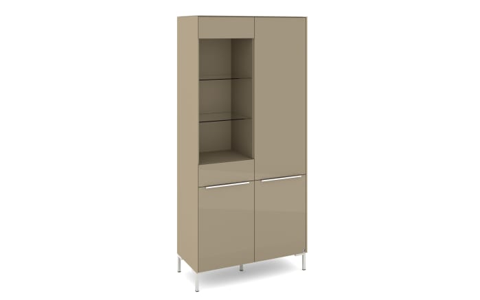 Vitrinenschrank Reno, taupe/Edelstahl-Nachbildung-03