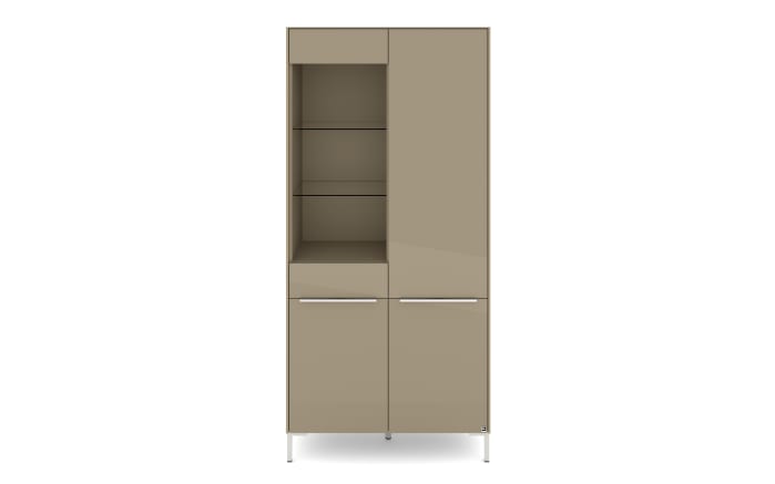 Vitrinenschrank Reno, taupe/Edelstahl-Nachbildung-02