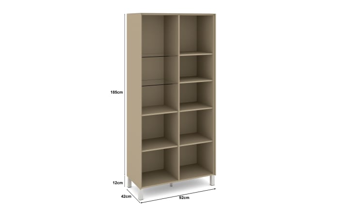 Vitrinenschrank Reno, taupe/Edelstahl-Nachbildung-05
