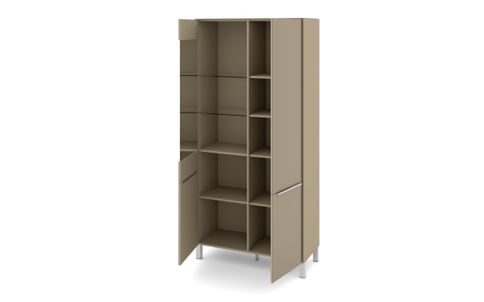 Vitrinenschrank Reno, taupe/Edelstahl-Nachbildung-09