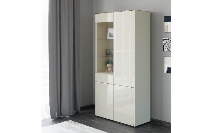 Vitrinenschrank Reno, kaschmir/Edelstahl-Nachbildung-09