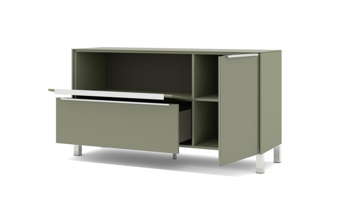 Lowboard Reno, olivgrün/Edelstahl-Nachbildung-06