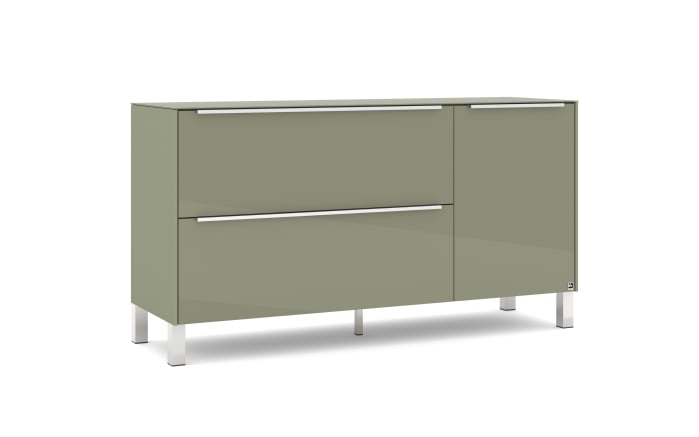 Lowboard Reno, olivgrün/Edelstahl-Nachbildung-03