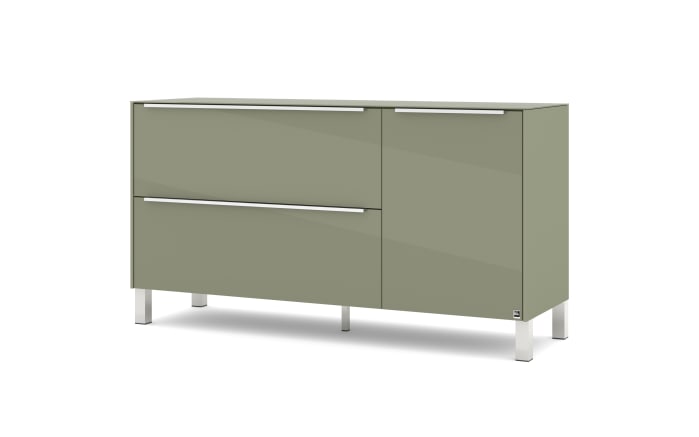 Lowboard Reno, olivgrün/Edelstahl-Nachbildung-01