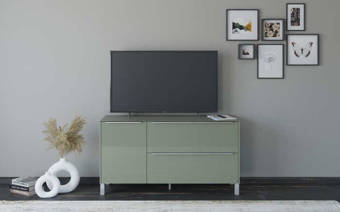 Lowboard Reno, olivgrün/Edelstahl-Nachbildung-10