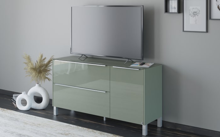 Lowboard Reno, olivgrün/Edelstahl-Nachbildung-09