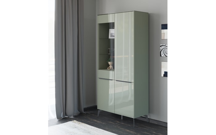 Vitrinenschrank Reno, olivgrün/graphit-09