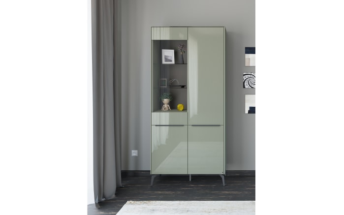 Vitrinenschrank Reno, olivgrün/graphit-10