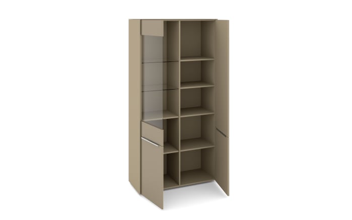 Vitrinenschrank Reno, taupe/Edelstahl-Nachbildung-08