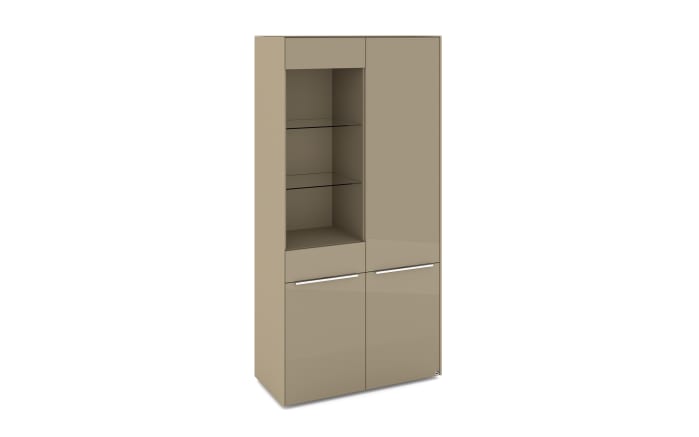 Vitrinenschrank Reno, taupe/Edelstahl-Nachbildung-03