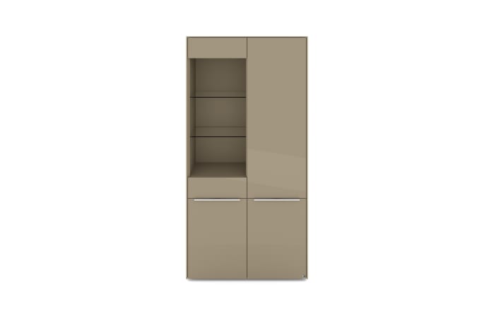 Vitrinenschrank Reno, taupe/Edelstahl-Nachbildung-02