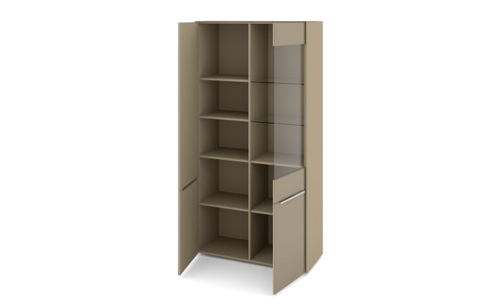 Vitrinenschrank Reno, taupe/Edelstahl-Nachbildung-09