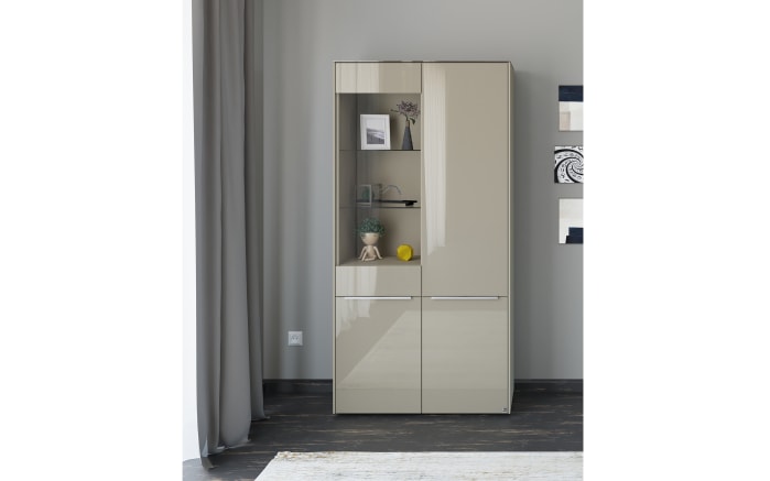 Vitrinenschrank Reno, taupe/Edelstahl-Nachbildung-11