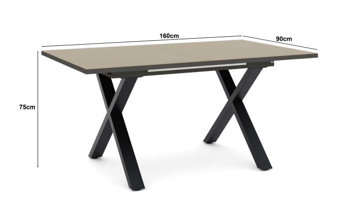Esstisch Reno, taupe/schwarz, inkl. Synchronauszug-05