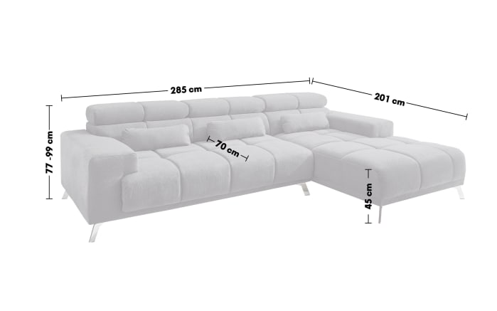 Wohnlandschaft Speed, grau, Ottomane rechts, inkl. Funktionen -03