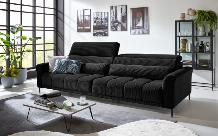 Big Sofa Logan, schwarz, inkl. Kopfteilverstellung