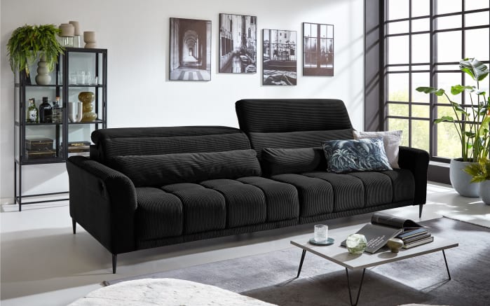 Big Sofa Logan, schwarz, inkl. XXL elektrischer Sitztiefenverstellung links-02