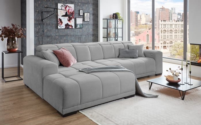 Wohnlandschaft Master, grau, Ottomane links -01