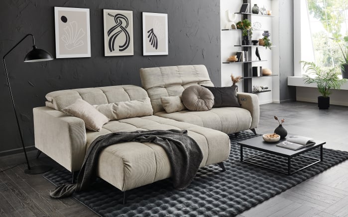 Wohnlandschaft Nil, beige, inkl. elektrischer Sitztiefenverstellung