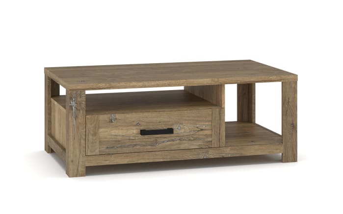 Couchtisch Joana, Rustic Eiche furniert, inkl. Schubkasten-01