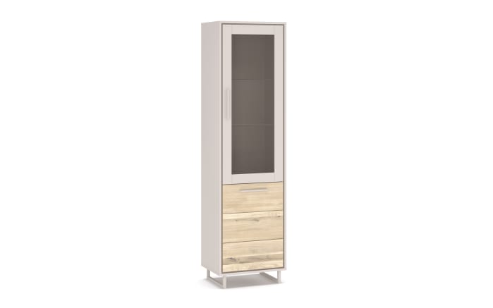 Vitrine Kai, massive Eiche Bianco/kreidefarbig, 54 cm