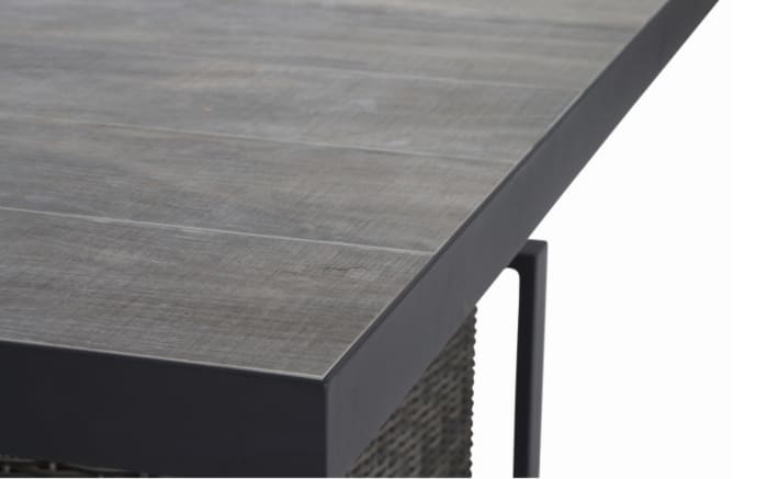 Lifttisch Corido, Gardino Geflecht Charcoal grey, Keramik washed grey, Länge ca. 160 cm-09