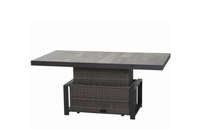 Lifttisch Corido, Gardino Geflecht Charcoal grey, Keramik washed grey, Länge ca. 160 cm-01