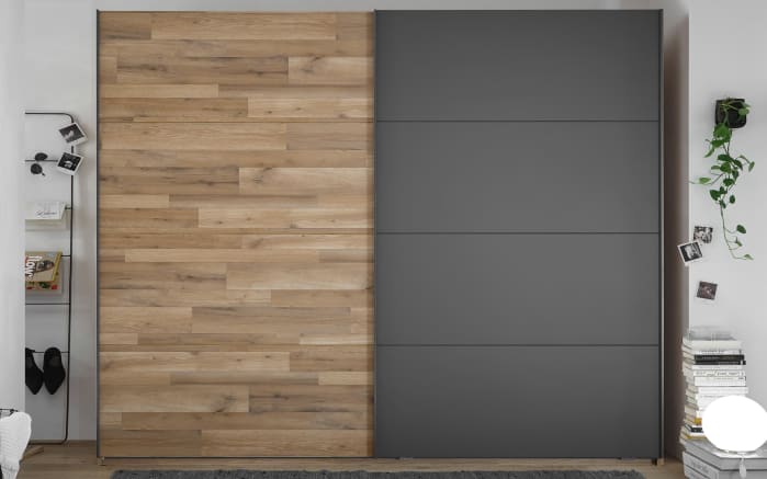 Schwebetürenschrank Rivoli 494, Montana Oak, graphit, 270 x 210 cm-01