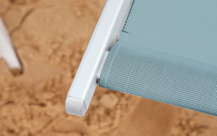 Strandstuhl Juno, Bezug in grün, Gestell aus Aluminium in weiß, inkl. Kissen-05