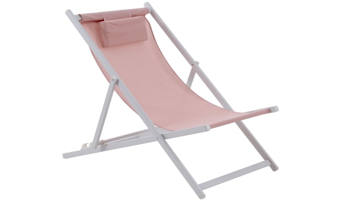 Strandstuhl Juno, Bezug in pink, Gestell aus Aluminium in weiß, inkl. Kissen-01