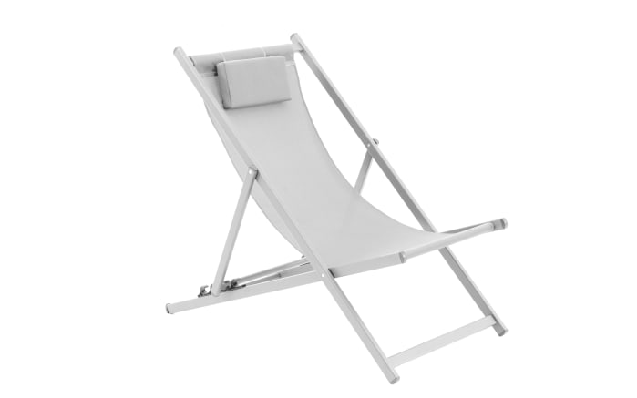 Strandstuhl Juno, Bezug in weiß, Gestell aus Aluminium in weiß, inkl. Kissen-04