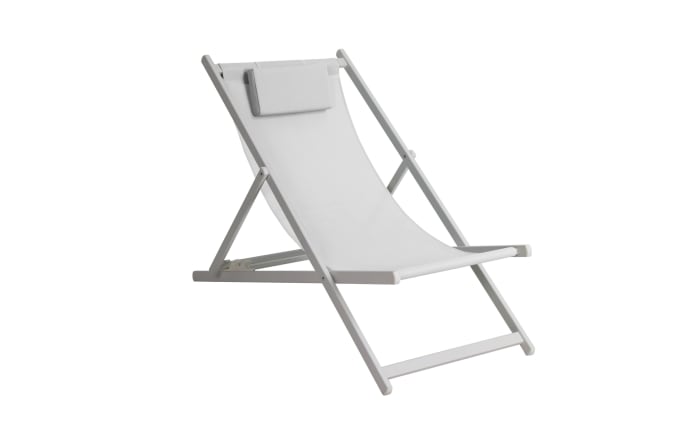 Strandstuhl Juno, Bezug in weiß, Gestell aus Aluminium in weiß, inkl. Kissen-01