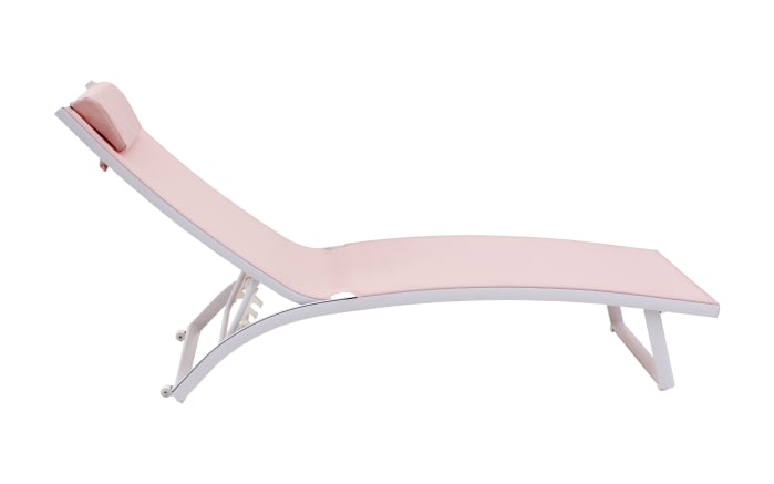 Gartenliege Diana, Bezug in pink, Gestell aus Aluminium in weiß, inkl. Kissen-03
