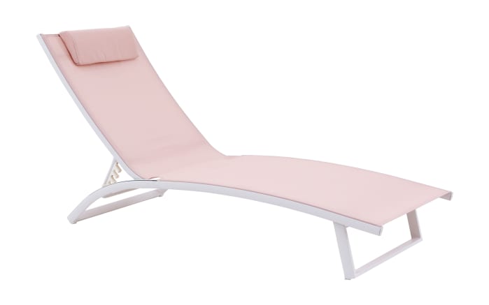 Gartenliege Diana, Bezug in pink, Gestell aus Aluminium in weiß, inkl. Kissen-01
