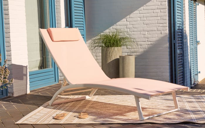 Gartenliege Diana, Bezug in pink, Gestell aus Aluminium in weiß, inkl. Kissen-06