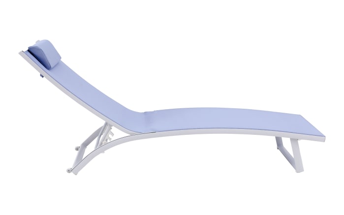 Gartenliege Diana, Bezug in blau, Gestell aus Aluminium in weiß, inkl. Kissen-03