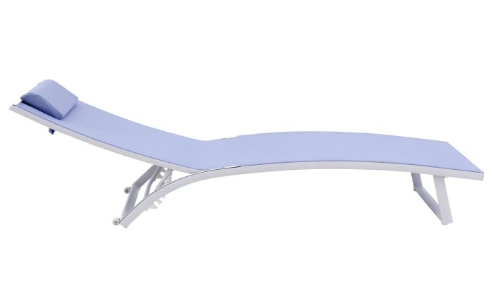 Gartenliege Diana, Bezug in blau, Gestell aus Aluminium in weiß, inkl. Kissen-04