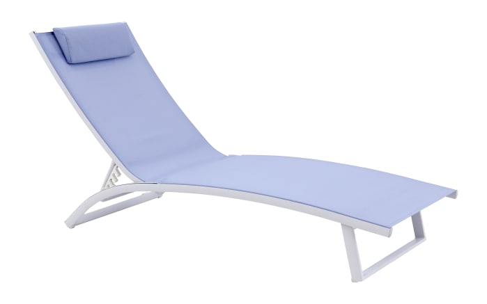 Gartenliege Diana, Bezug in blau, Gestell aus Aluminium in weiß, inkl. Kissen-01