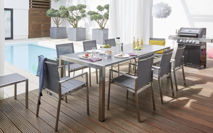 Garten- Ausziehtisch Amelie, Gestell aus Edelstahl gebürstet, Tischplatte Aluminium-04