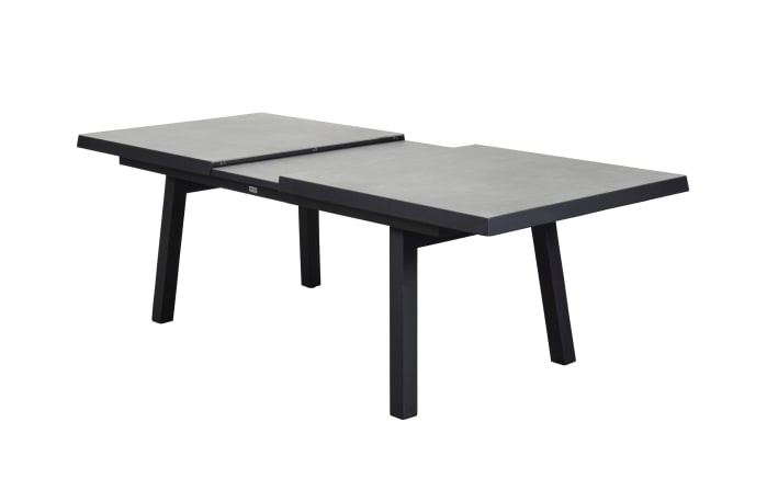 Ausziehtisch Sondrino, Aluminiumgestell in schwarz, Tischplatte betonfarbend-02