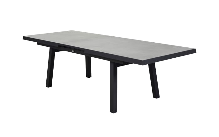 Ausziehtisch Sondrino, Aluminiumgestell in schwarz, Tischplatte betonfarbend-01
