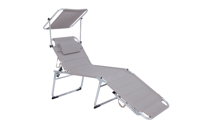 Gartenliege Brita mit Dach in taupe, Alugestell in silber-01