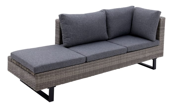 3 teiliges Gartenlounge Sofa Set Bahrain, Aluminiumgestell schwarz matt, Geflecht grau-02