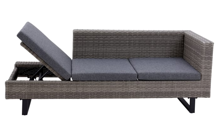 3 teiliges Gartenlounge Sofa Set Bahrain, Aluminiumgestell schwarz matt, Geflecht grau-03